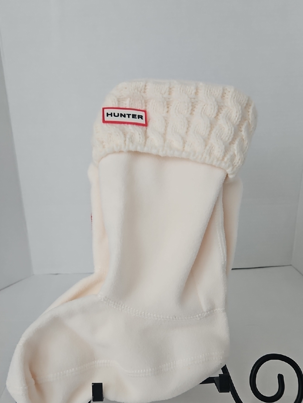 Hunter | Women's Ivory Cream Cable-Knit Cuff Boot Socks Sz XL